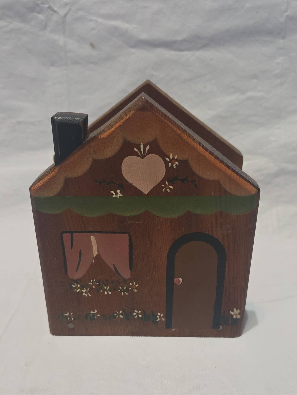 Vintage Hand Painted Wooden Cottage Napkin Letter Holder Cottagecore